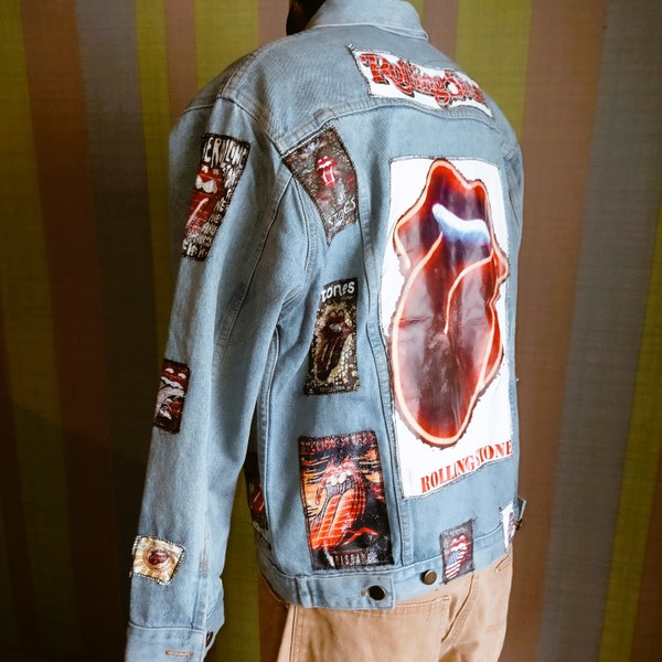 Veste en jean customisée Rolling Stones