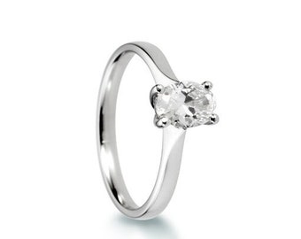 0.50ct Lab Grown Diamond White Gold Engagement Ring • 9ct White Gold Hallmarked • G VS Quality • Oval Cut Solitaire • 4 Claw