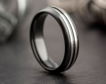 Black Zirconium Ring Wedding ring mens wedding band Size Z+1 1/2