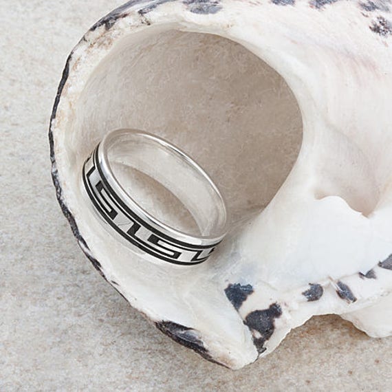 Bague gravee au laser concue avec une cle grecque Etsy France