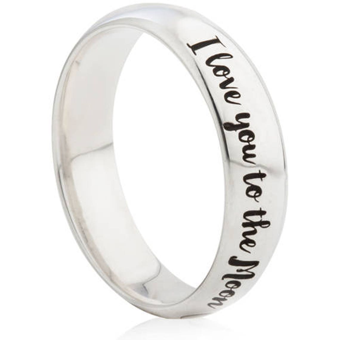 Laser Engraved Ring With I Love You to the Moon and Back - Etsy