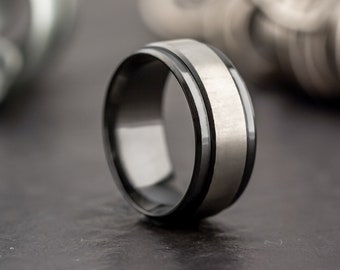 Black Zirconium Ring Size Y 1/2 Size R Size X Wedding Ring