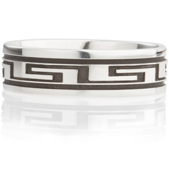 Bague greek key gravée sale