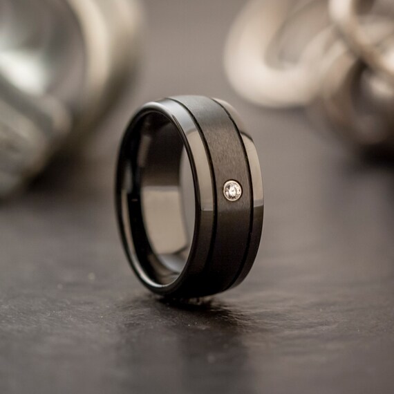 Black Ceramic Ring Size O 1/2 Woman's Wedding Ring Men's Black Ring