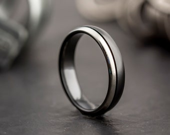 Black Zirconium Ring Wedding ring mens wedding band Size S Size T