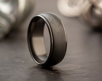 Black Zirconium Ring Wedding ring mens wedding band Size  S 1/2
