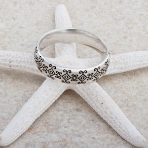 Bohemian Design Laser Engraved Ring