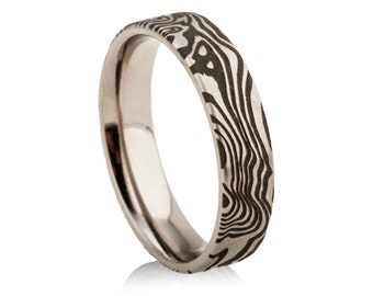 Damascus Steel Style Titanium Ring