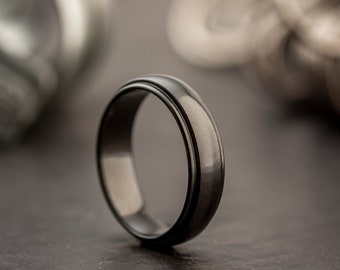 Black Zirconium Ring Wedding Ring Mens Wedding band Size S