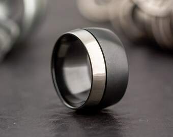 Black Zirconium Ring Wedding Ring Mens Wedding Band Size S