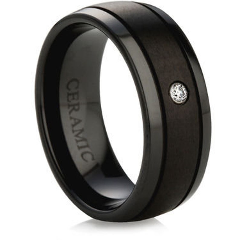 Black Ceramic Ring Size O 1/2 Woman's Wedding Ring Men's Black Ring image 2