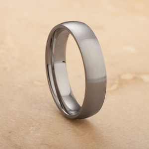 Titanium Ring • Mens Modern Ring • Matt Finish • Traditional Court Profile • Hard Wearing Industrial Band •