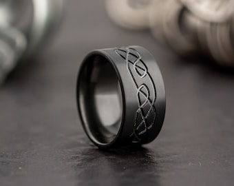 Black Zirconium Ring Wedding Ring Mens Wedding Band Size M