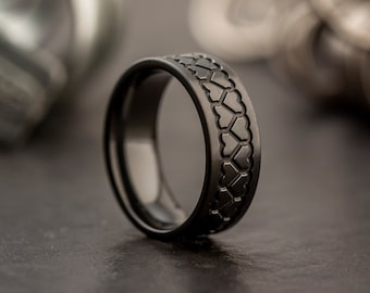 Black Zirconium Ring Wedding Ring Mens Wedding Band Size S