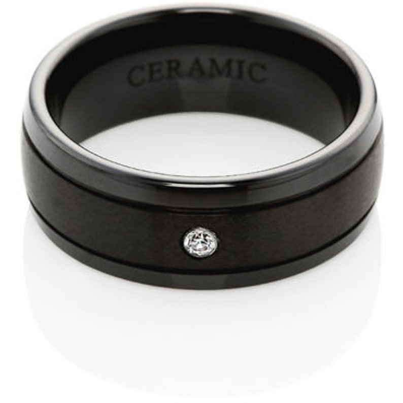 Black Ceramic Ring Size O 1/2 Woman's Wedding Ring Men's Black Ring image 4