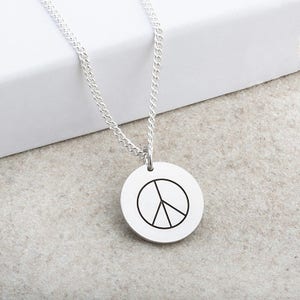 Silver Pendant with Laser Engraved Peace Symbol