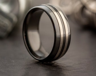 Black Zirconium Ring Wedding Ring Mens Wedding Band Size Z+3