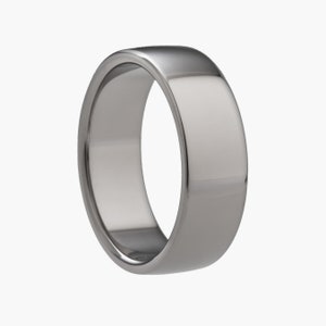 Titanium Ring • Mens Modern Ring • Polished Finish • Double Comfort Profile • Hard Wearing Industrial Band • 7mm