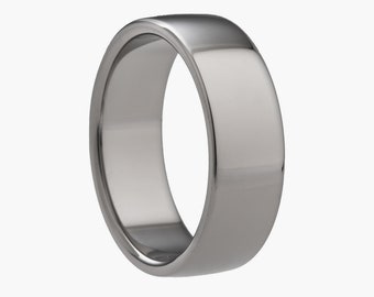 Titanium Ring • Mens Modern Ring • Polished Finish • Double Comfort Profile • Hard Wearing Industrial Band • 7mm