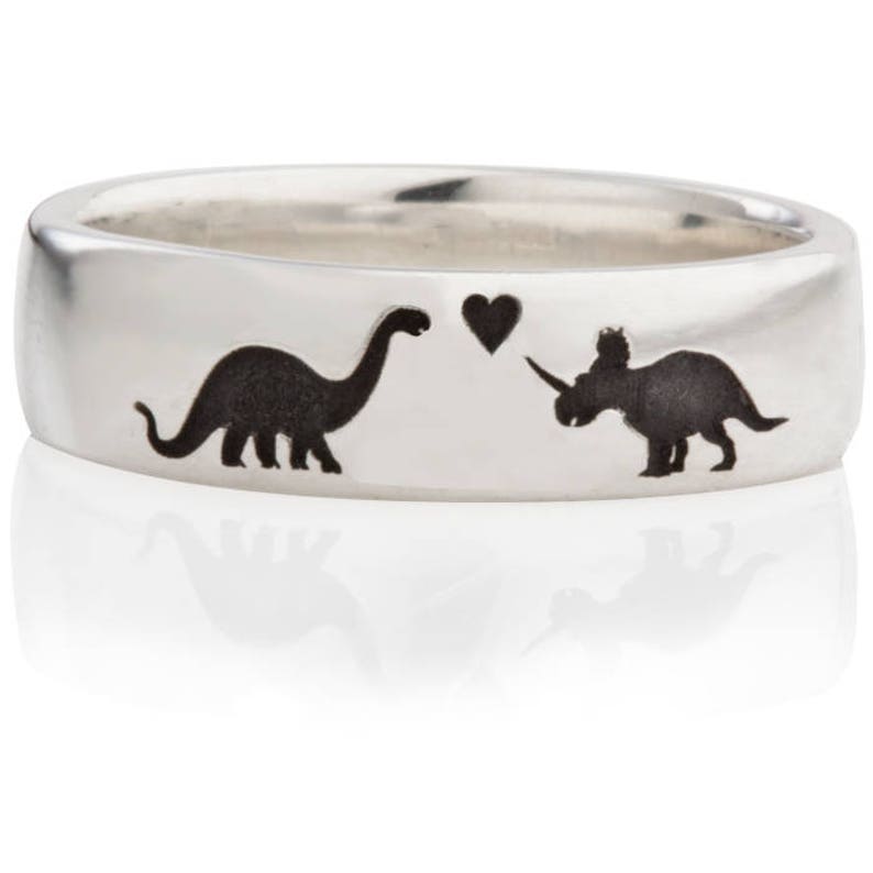 Dinosaur Ring Dinosaur Wedding Ring Dinosaur Fossil Ring Triceratops Diplodocus image 5