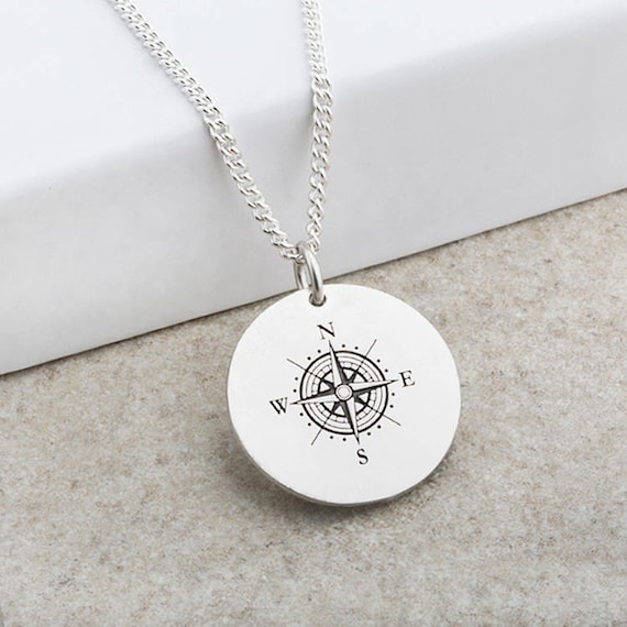 Compass Necklace Compass Pendant Necklace Silver Compass Necklace Mens Compass Necklace Etsy Ireland