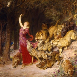 Briton Riviere Aphrodite Goddess Lion Tiger Wolf Print Witch Shamaness Greek Mythology Print Pre Raphaelite Print