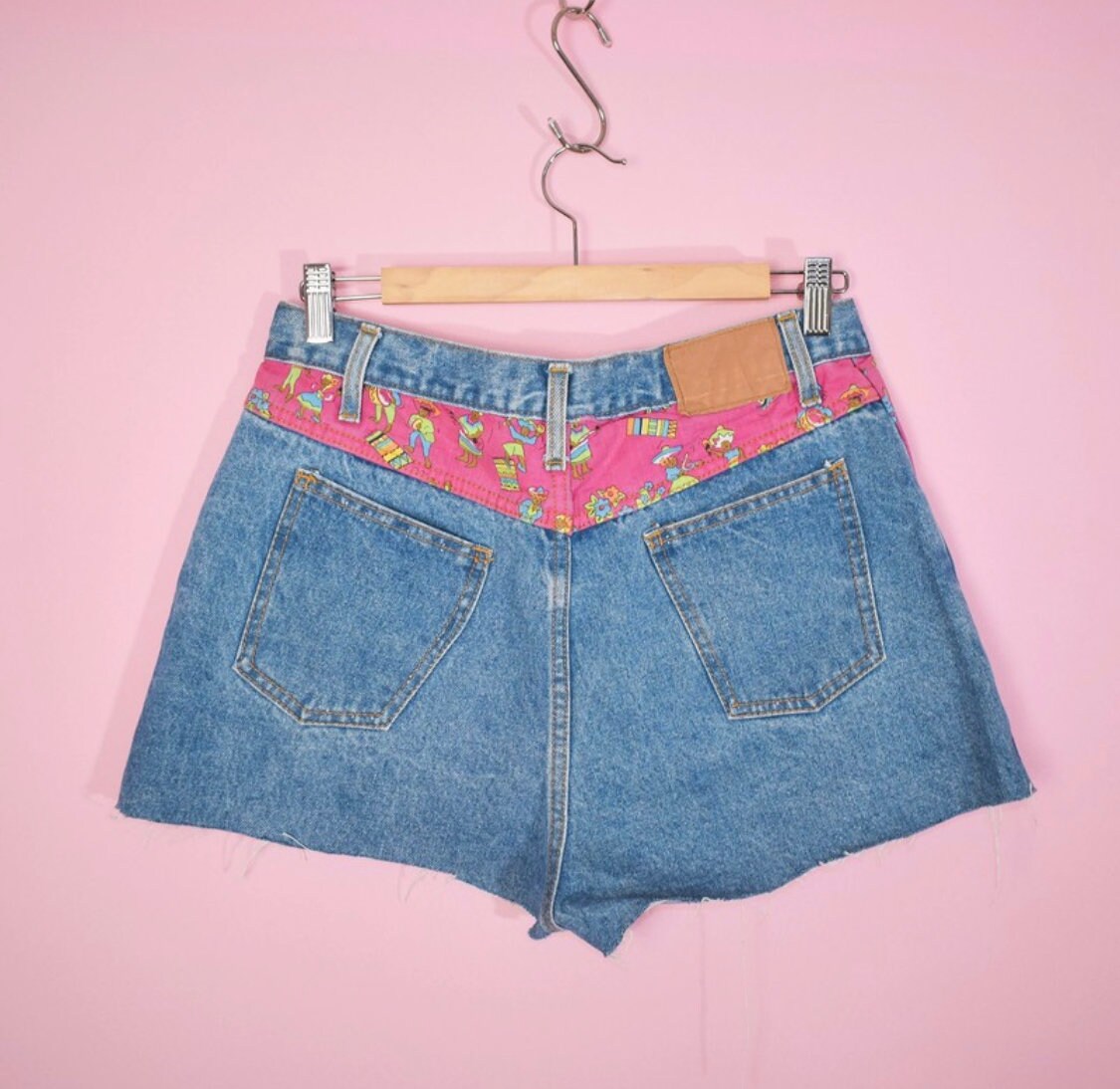 Vintage Y2K Denim Latina Jean Shorts Boho Denim Hippie Chic Colourful Denim  Shorts Pink Detail Denim Shorts Gifts for Her - Etsy