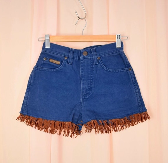 Vintage Wrangler 90s Y2K Blue Denim Fringe Cowgir… - image 2