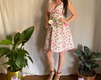 vintage Floral A Line Pocketed Summer Dress Tea Party Festival Fashion Flower Jupe Cadeau d'anniversaire pour elle