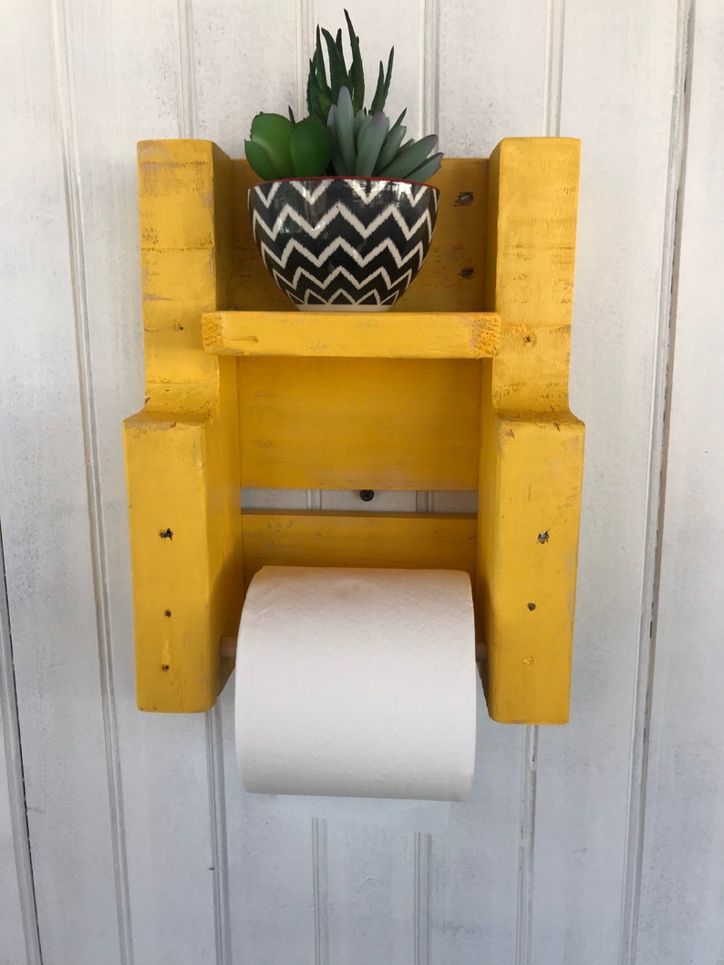 Rustic Yellow Toilet Paper Holder Bathroom Decor Reclaimed Etsy