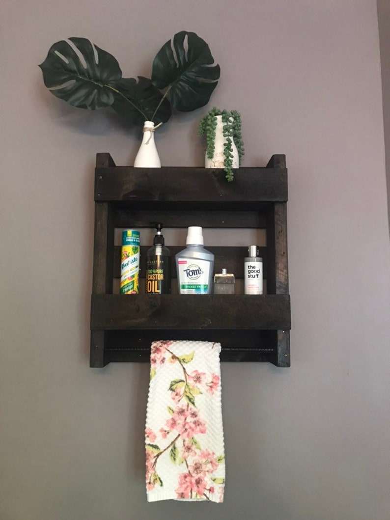 Reclaimed Wood Bathroom Organizer Bathroom Wall Shelves Etsy