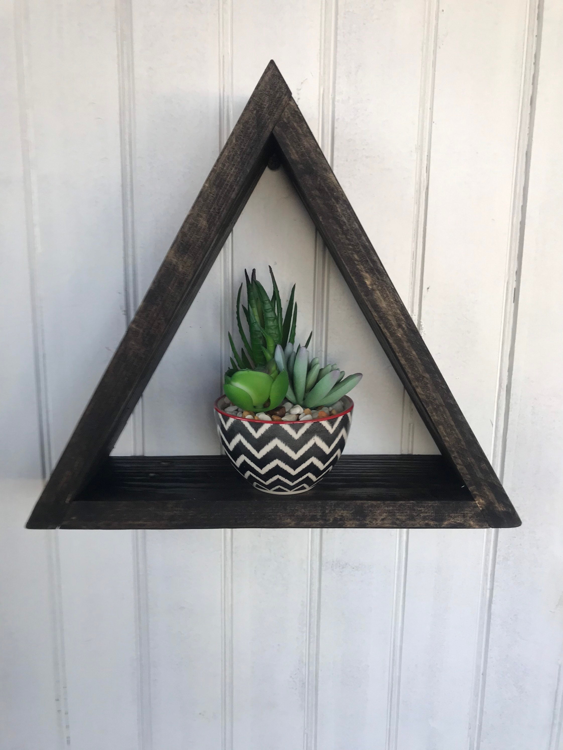 Small Wooden Triangle Shelf Floating Shelf Reclaimed Wood Etsy