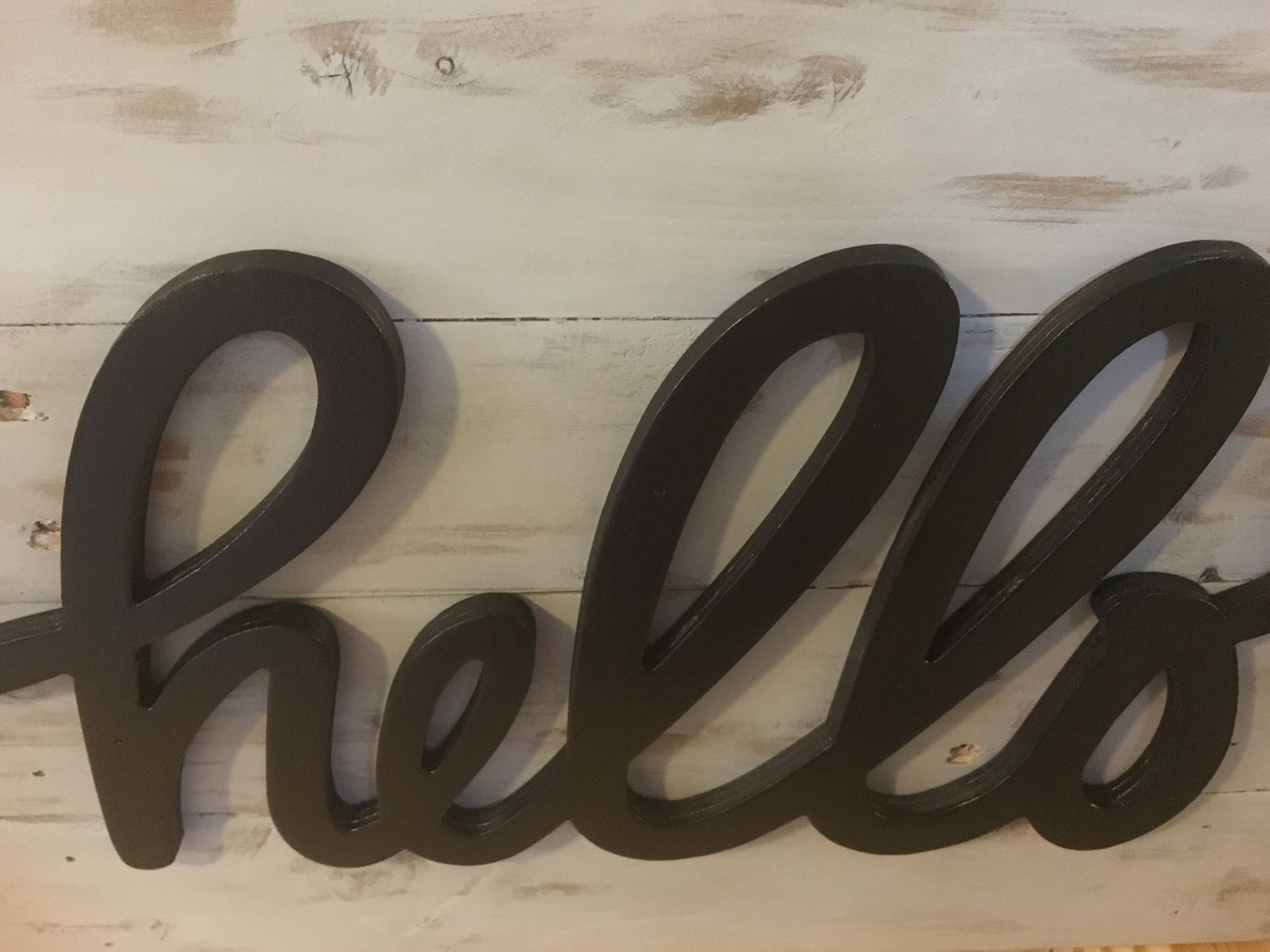 Rustic Wood Hello Sign Reclaimed Wood Living Room Decor Etsy