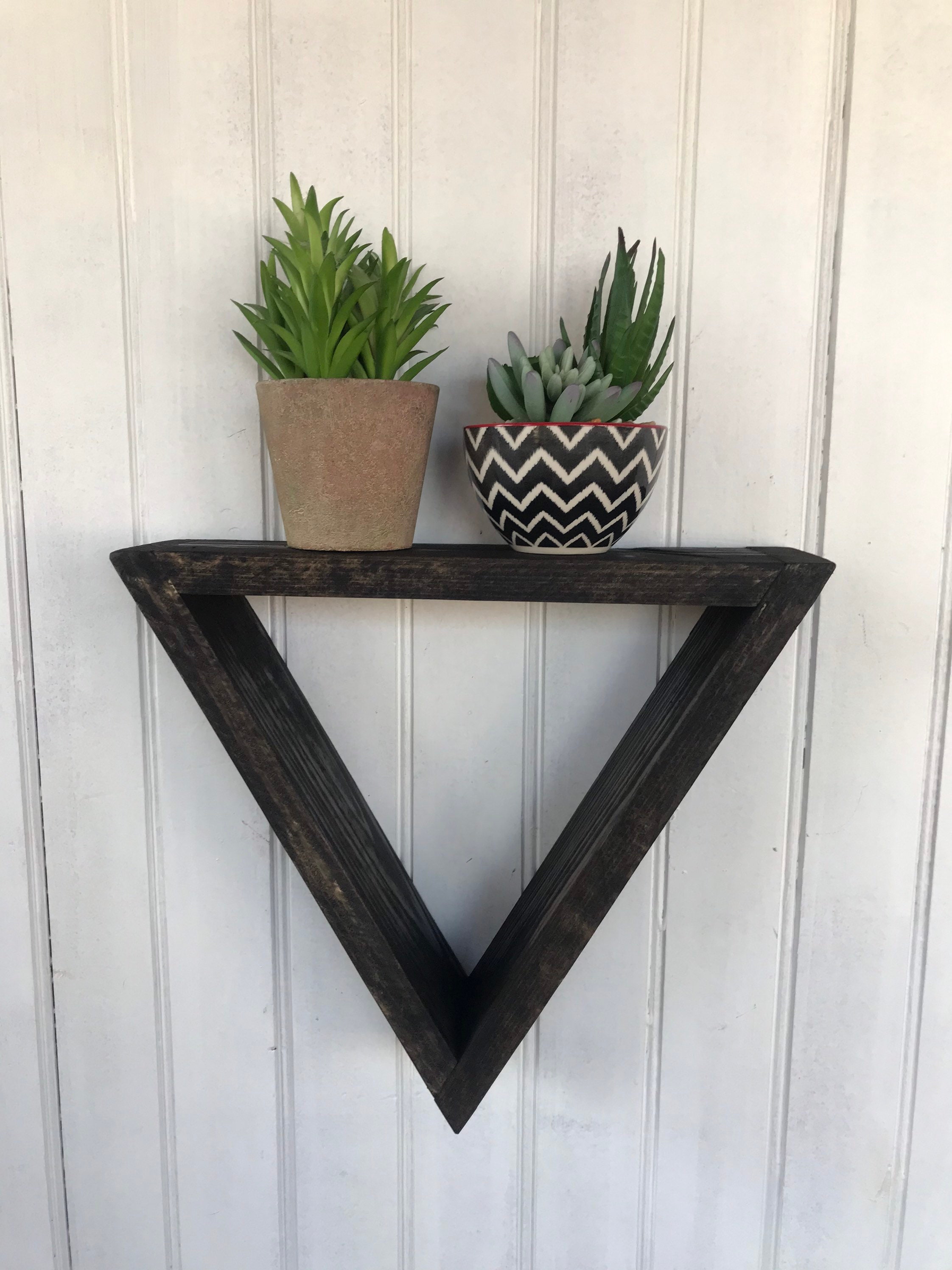 Small Wooden Triangle Shelf Floating Shelf Reclaimed Wood Etsy