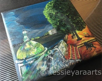 Thinking of my Old San Juan series - Original painting - by Nessie Yara - 6x6"