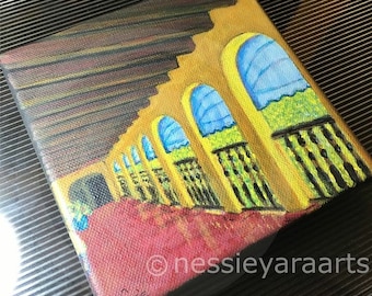 Thinking of my Old San Juan series - Original painting - by Nessie Yara - 6x6"