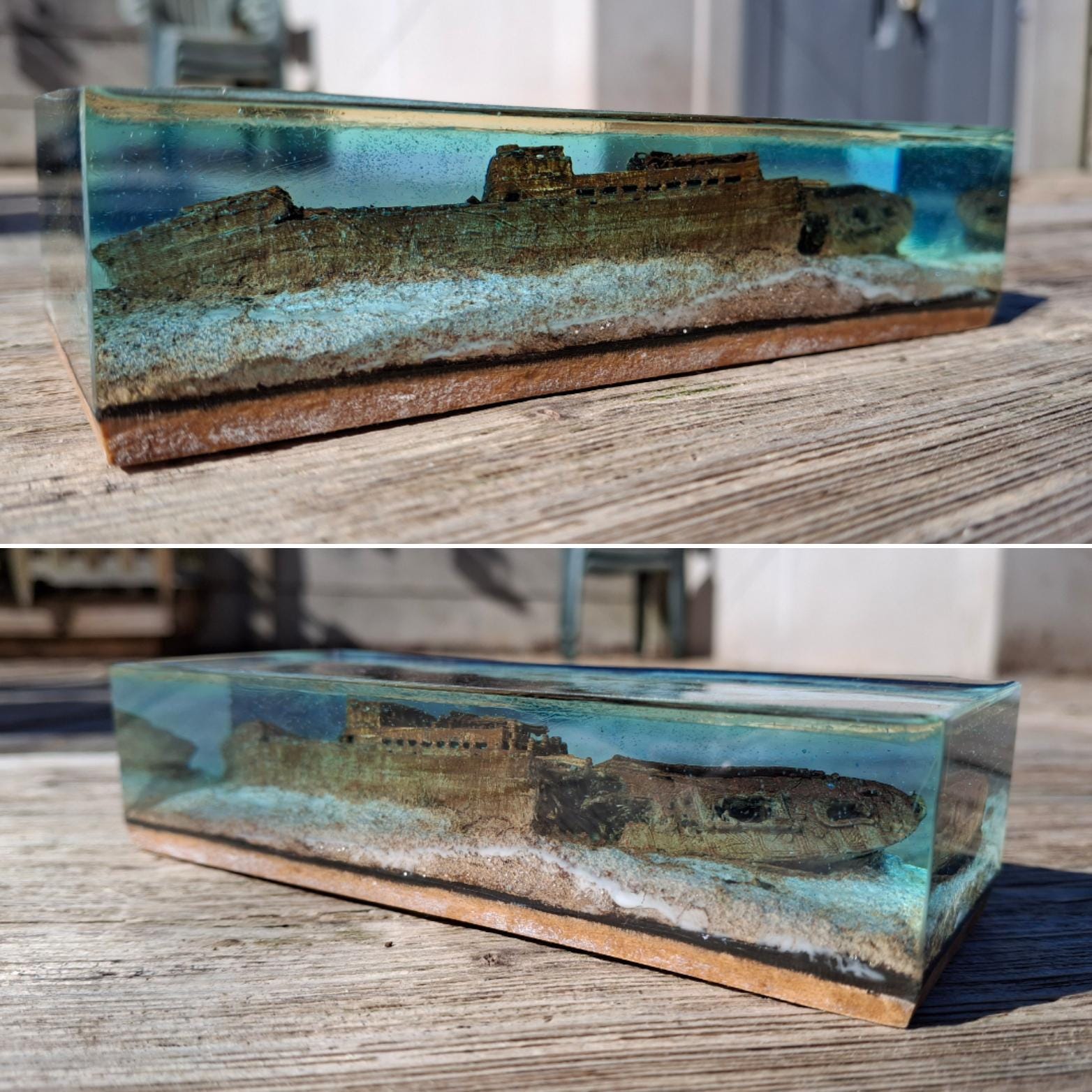 Miniature shipwreck diorama in resin