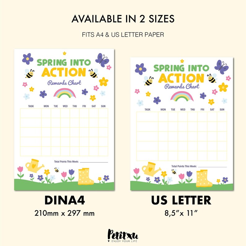Spring Reward Chart Printable for Kids | Chore Tracker With Flowers and ...