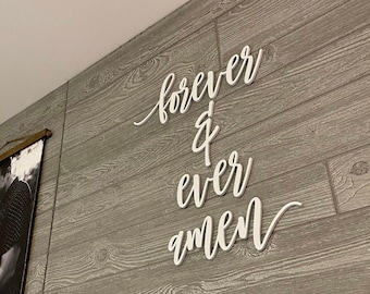 Forever and Ever Amen Sign | Above Bed Decor | Over the Bed Wall Decor | Wood Words | Laser Cut Sign | Wooden Words | Master Bedroom
