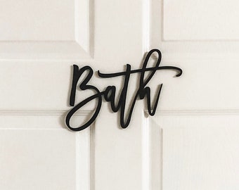 Bath Sign, Wooden Bathroom Signs, Bathroom Door Sign, Bathroom Wall Decor, Small Bathroom Signs, Half Bath Sign, Guest Bathroom Wall Decor