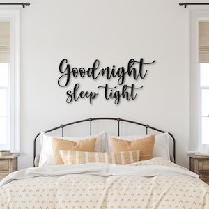Goodnight Sleep Tight Sign: Laser Cut Wood Bedroom Wall Decor