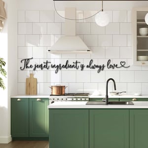 The Secret Ingredient Is Always Love, Kitchen Signs, Wood Words, Kitchen Wall Decor, Laser Cut Sign, Wooden Words, Kitchen Wall Art image 1