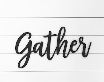 Gather Sign | Fall Decor | Thanksgiving Decor | Signs for Kitchen | Gather Letter Sign | Wood Cut Out Words | Modern Farmhouse Wall Decor