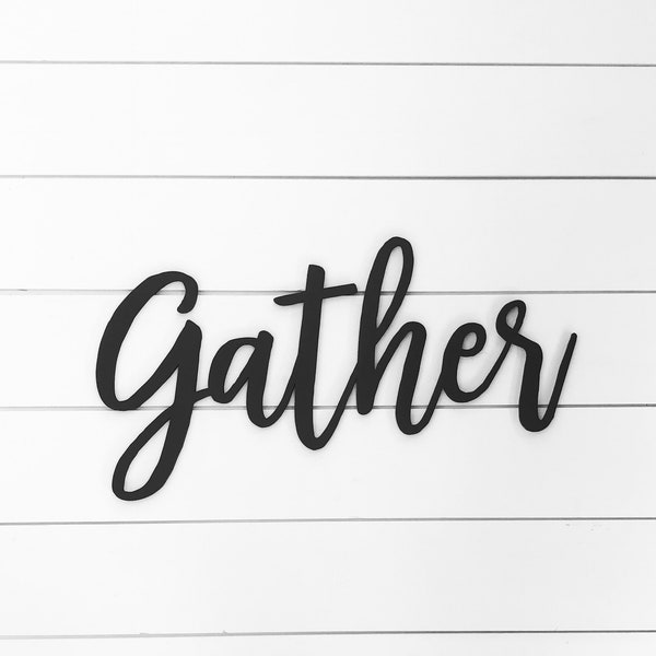 Gather Sign | Fall Decor | Thanksgiving Decor | Signs for Kitchen | Gather Letter Sign | Wood Cut Out Words | Modern Farmhouse Wall Decor