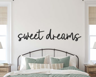 Sweet Dreams Sign, Above Bed Decor, Over the Bed Wall Decor, Wood Words, Laser Cut Sign