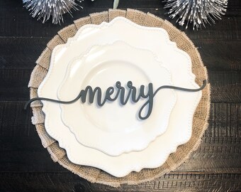 Merry Place Cards | Christmas Place Cards | Christmas Table Decor | Christmas Placecards | Holiday Decor | Wooden Place Cards