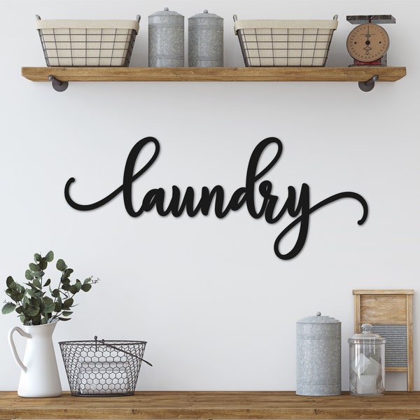 Laundry Sign, Wood Words, Laundry Room Sign, Laundry Wooden Sign, Farmhouse Decor, Farmhouse Sign, Laundry Cutout Sign