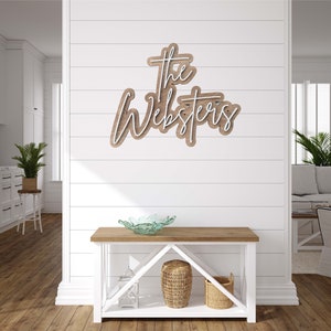 Layered Last Name Sign: Birch Wood Family Name, Wedding Backdrop