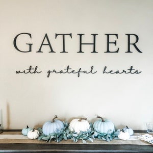 Laser Cut Gather Sign: Baltic Birch Thanksgiving Decor (50x18 inches)