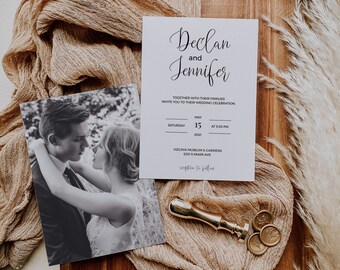 Modern Minimalist Wedding Invitation Template, Simple Wedding Invitation Set, Elegant Wedding Invites, Printable Wedding Invite